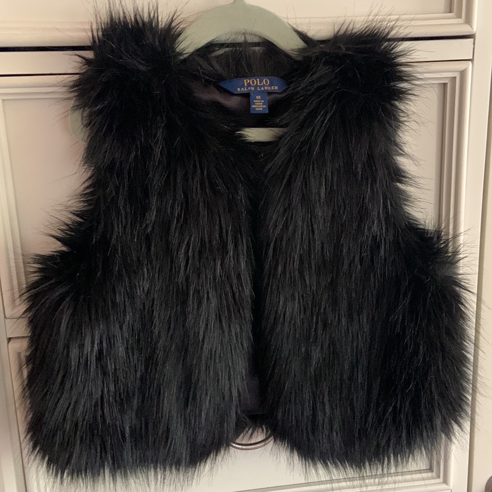 Polo Black Faux Fur Vest